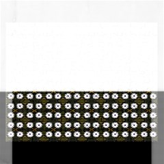 White Flower Pattern On Yellow Black Rectangular Jigsaw Puzzl by BrightVibesDesign