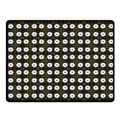 White Flower Pattern On Yellow Black Fleece Blanket (small) by BrightVibesDesign