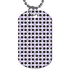 Black Flower  On Purple White Pattern Dog Tag (one Side) by BrightVibesDesign