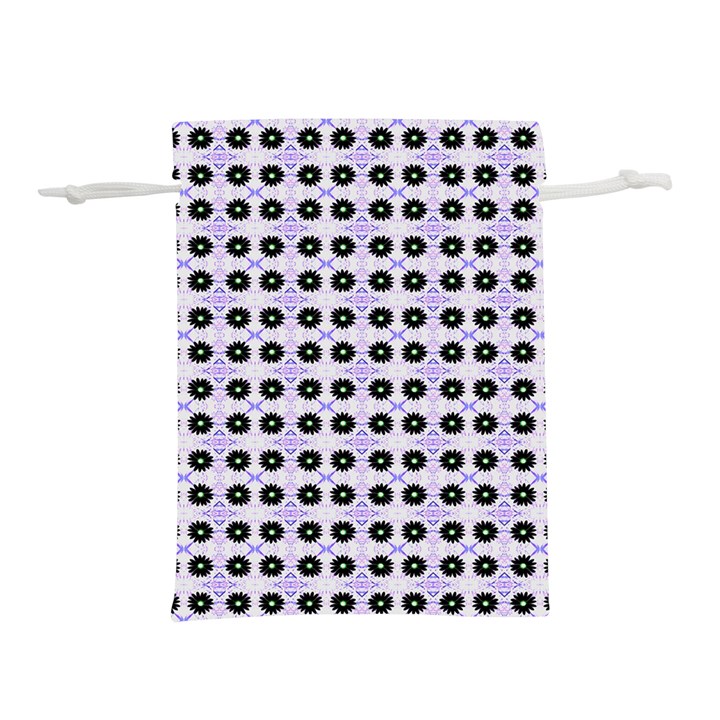 Black Flower  On Purple White Pattern Lightweight Drawstring Pouch (S)