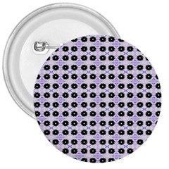 Black Flower  On Purple White Pattern 3  Buttons by BrightVibesDesign