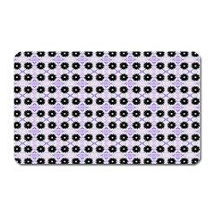 Black Flower  On Purple White Pattern Magnet (rectangular) by BrightVibesDesign