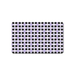 Black Flower  On Purple White Pattern Magnet (name Card) by BrightVibesDesign