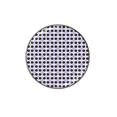 Black Flower  On Purple White Pattern Hat Clip Ball Marker (10 Pack) by BrightVibesDesign