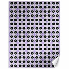 Black Flower  On Purple White Pattern Canvas 18  X 24  by BrightVibesDesign