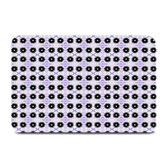 Black Flower  On Purple White Pattern Plate Mats by BrightVibesDesign