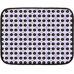 Black Flower  On Purple White Pattern Double Sided Fleece Blanket (mini)  by BrightVibesDesign