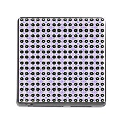 Black Flower  On Purple White Pattern Memory Card Reader (square 5 Slot) by BrightVibesDesign