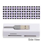 Black Flower  On Purple White Pattern Memory Card Reader (Stick) Front