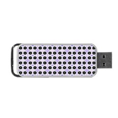 Black Flower  On Purple White Pattern Portable Usb Flash (two Sides) by BrightVibesDesign