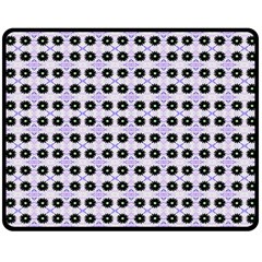 Black Flower  On Purple White Pattern Double Sided Fleece Blanket (medium)  by BrightVibesDesign