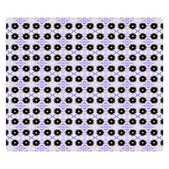 Black Flower  On Purple White Pattern Double Sided Flano Blanket (small)  by BrightVibesDesign