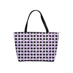 Black Flower On Pink White Pattern Classic Shoulder Handbag by BrightVibesDesign