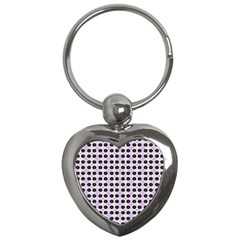 Black Flower On Pink White Pattern Key Chain (heart) by BrightVibesDesign