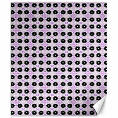 Black Flower On Pink White Pattern Canvas 8  X 10  by BrightVibesDesign