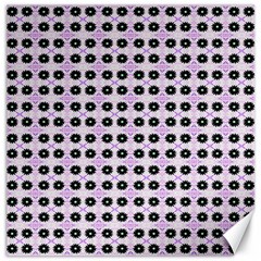 Black Flower On Pink White Pattern Canvas 20  X 20  by BrightVibesDesign