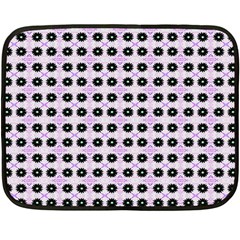 Black Flower On Pink White Pattern Double Sided Fleece Blanket (mini)  by BrightVibesDesign