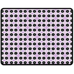 Black Flower On Pink White Pattern Fleece Blanket (medium)  by BrightVibesDesign