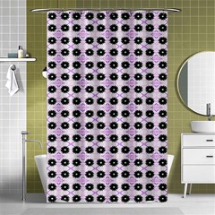 Black Flower On Pink White Pattern Shower Curtain 48  X 72  (small)  by BrightVibesDesign