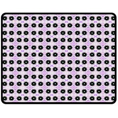 Black Flower On Pink White Pattern Double Sided Fleece Blanket (medium)  by BrightVibesDesign