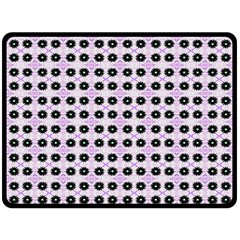 Black Flower On Pink White Pattern Double Sided Fleece Blanket (large)  by BrightVibesDesign