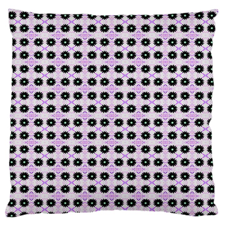 Black Flower On Pink White Pattern Standard Flano Cushion Case (Two Sides)