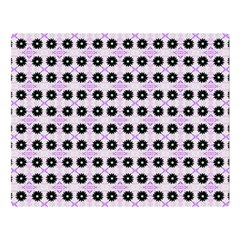 Black Flower On Pink White Pattern Double Sided Flano Blanket (large)  by BrightVibesDesign