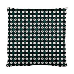 White Flower Pattern On Green Black Standard Cushion Case (two Sides) by BrightVibesDesign