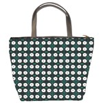 White Flower Pattern On Green Black Bucket Bag Back