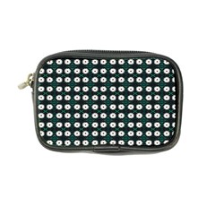 White Flower Pattern On Green Black Coin Purse by BrightVibesDesign