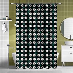 White Flower Pattern On Green Black Shower Curtain 48  X 72  (small)  by BrightVibesDesign