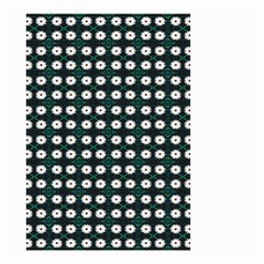 White Flower Pattern On Green Black Small Garden Flag (two Sides) by BrightVibesDesign