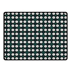 White Flower Pattern On Green Black Double Sided Fleece Blanket (small)  by BrightVibesDesign