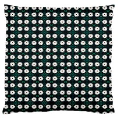 White Flower Pattern On Green Black Large Flano Cushion Case (two Sides) by BrightVibesDesign