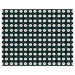 White Flower Pattern On Green Black Double Sided Flano Blanket (Medium)  60 x50  Blanket Front