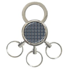 White Flower Pattern On Dark Blue 3-ring Key Chain by BrightVibesDesign