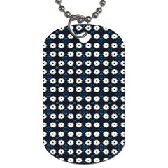 White Flower Pattern On Dark Blue Dog Tag (one Side) by BrightVibesDesign