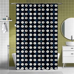 White Flower Pattern On Dark Blue Shower Curtain 48  X 72  (small)  by BrightVibesDesign