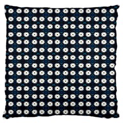 White Flower Pattern On Dark Blue Large Cushion Case (one Side) by BrightVibesDesign