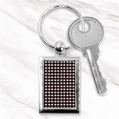 White Flower Pattern On Pink Black Key Chain (rectangle) by BrightVibesDesign