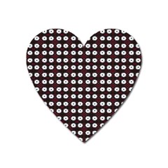 White Flower Pattern On Pink Black Heart Magnet by BrightVibesDesign