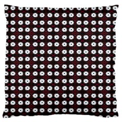 White Flower Pattern On Pink Black Large Flano Cushion Case (two Sides) by BrightVibesDesign