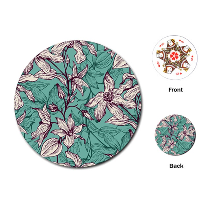 Vintage Floral Pattern Playing Cards Single Design (Round)