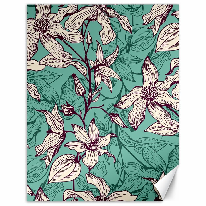 Vintage Floral Pattern Canvas 12  x 16 