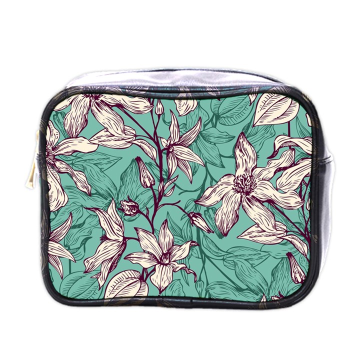 Vintage Floral Pattern Mini Toiletries Bag (One Side)