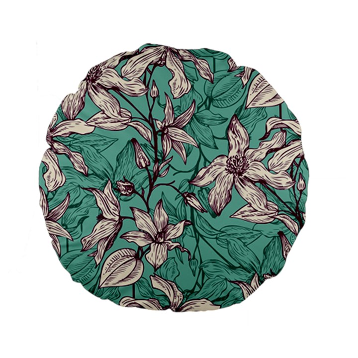 Vintage Floral Pattern Standard 15  Premium Flano Round Cushions