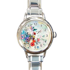 Floral Bouquet Round Italian Charm Watch by Sobalvarro