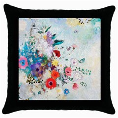 Floral Bouquet Throw Pillow Case (black) by Sobalvarro