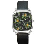 Pineapples pattern Square Metal Watch Front