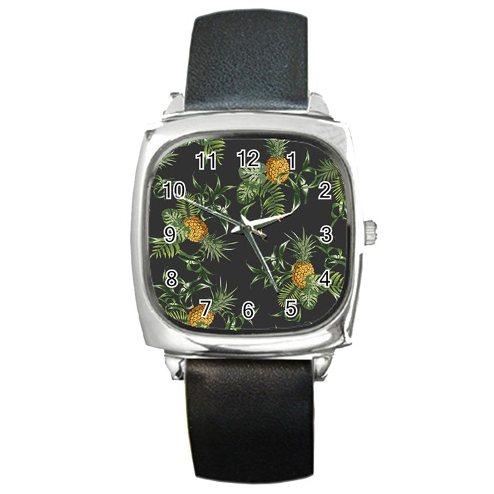 Pineapples pattern Square Metal Watch